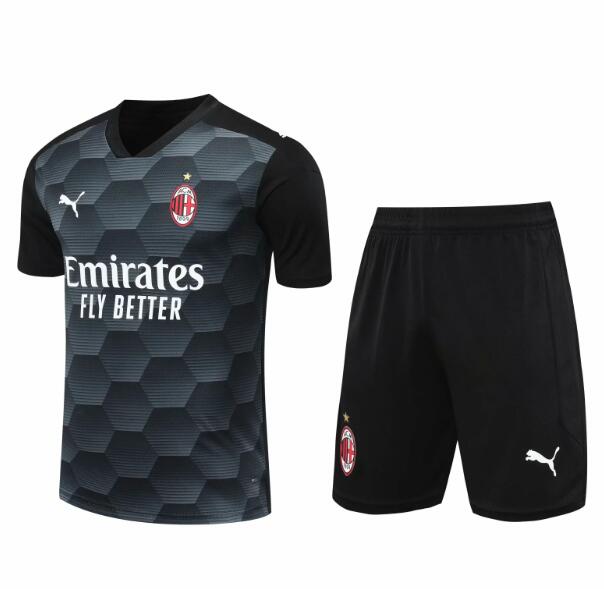 AC Milan Black Goalkeeper Soccer Jersey Kits (Shirt+Shorts) 2020/21